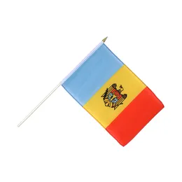 Moldova Hand Held Waving Flag for Outdoor Indoor Usage , 100D Polyester Fabric, Make Your Own Flags