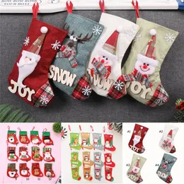 Christmas Candy Stocking Choinki Pończochy Santa Moose Snowman Xmas Drzewo Wiszące Dekoracje 28 Stylów Christmas Candy Prezent Decor