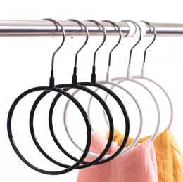 Kreis-Ring-Aufhänger, beschichtetes Metallregal für Schal, Krawatte, Gürtel und Handtuch, weiß, schwarz, rutschfeste Gummi-Aufhänger