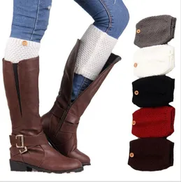 Sticked Wool Leg Warmers -knappen Kort stövelstrumpor Ankel Manschetter Kvinnor Virka Tube Socks Winter Boot Cuffs Boot Toppers Tillbehör C7031