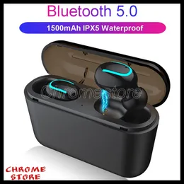TWS Bluetooth hörlurar HBQ Q32 mini stereo trådlösa öronproppar med mikrofon 1500mAh laddningslåda Touch Control Sports headset för spelmusik