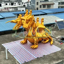 5m High Giant Golden Three Heads Inflatable Dragon Mascot Animal Model with Free Air Blower for Promotion