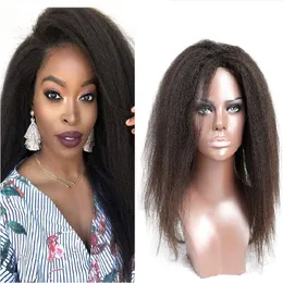 Greatremi Glueless Full Dantel Peruklar Malezya Kinky Düz İnsan Saç Dantelli Peruk Yoğunluğu 130 ila 150 peruk uzun süredir devam eden siyah kadınlar için