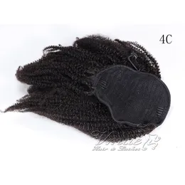 Vmae mongolski naturalny czarny czarny 4A 4B 4C 12 do 26 cali 120G Horsetail nieprzetworzony kucyk Virgin Human Hair Extension