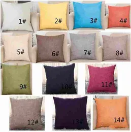 Pillowcase Solid Color Cotton Linen Square Design Throw Pillow Case Cushion Cover Decor Pillow Case Blank Christmas Decor Gift