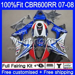 Injection For HONDA CBR600 RR 07 08 CBR 600F5 600 RR F5 07 08 283HM.50 CBR600F5 glossy blue hot CBR 600RR CBR600RR 2007 2008 Fairing kits