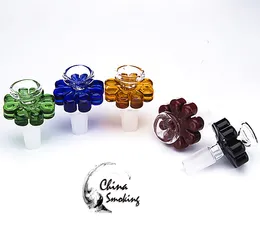 Farbige Glasschüssel Kräuterhalter Blumenstil 10 mm 14 mm 18 mm männlicher Rauchzubehör für Glas Bong Wasserrohr