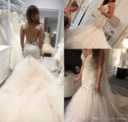 2019 vintage novo sexy sereia backless vestido de casamento laço apliques longo jardim verão vestido de noiva formal mais tamanho feito sob encomenda