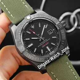 New Avenger Blackbird 44mm V1731010 Quadrante nero Miyota Orologio da uomo automatico Cassa in acciaio al titanio Orologi in nylon / pelle verde militare Watch_Zone