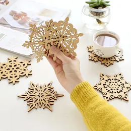 Partihandel-10st / Lot Snowflake Träkustar Koppmatta Heminredningar Stora gåvor Dricker Coasters Placemats för bord