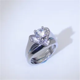 Cubic Zirconia Diamond Ring Hjärta Kärlek Ring Engagemang Bröllop Ringar Set Engagemang Ringar För Kvinnor Mode Smycken Kvinnor Ringar 080380