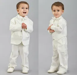 Ivory Little Boys Formalne Kurtki Wear Spodnie 3 Sztuk Zestaw Garnitury Dla Obiad Ślubny Dzieci Dzieci Tuxedos