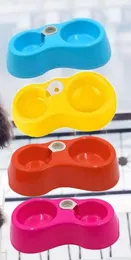 portable Pet Feeder Plastic Dual Port Automatic Feeder Water Drinking Feeding Basin Bowls For Pet Dogs