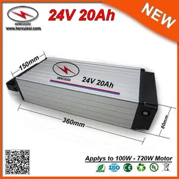 Alta Qualidade 700 W 24 V 20Ah Íon de Lítio Bicicleta Elétrica Bateria usada 3.7 V 2000 mAh 18650 célula 30A BMS + 2A carregador FRETE GRÁTIS