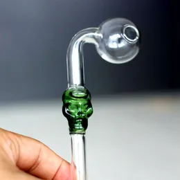 6 Inches Skull Smoking Glass Pipes Hookahs Oil Burner Handle Pipe Curved Mini Hand Blown Recycler Bong