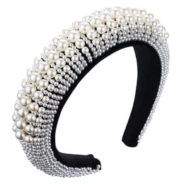 Design de luxe bandeau mode perle couverture bandeau rembourré pour femmes soirée dansante femmes cheveux accessoires velours lunette éponge bandeau cheveux