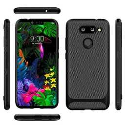 Kolfibertextur Design Durable Light ShockoProof Cover Slim Fit Shell Soft Silicone Gel Bumper Case för iPhone 11/6 / 6P / 7 / 7P / X / XR / XS Max