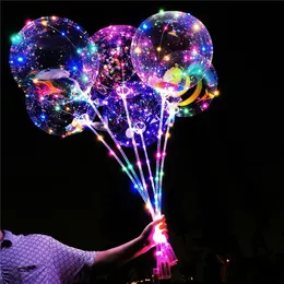 Balony LED Z Kijem Luminous Glow Lateksowy BOBO Balon Zabawki Dla Dzieci Festiwal Materiały Urodzinowe Dekoracje Ślubne