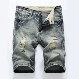 Calça jeans retrô masculina desgastada Hip Hop Capri Jeans baggy Cargo  Denim Shorts, Azul claro, 36