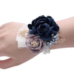 Bridesmaid Girl Wrist Corsage Silk Rose Flower Pearl Crystal Beaded Hand  Made Wedding Supplies Wholesale Bridal Flowers Cheap From Beautyday, $3.62  | DHgate.Com