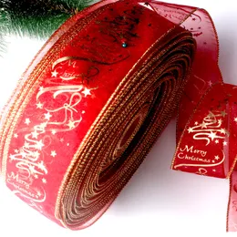 200CM Star Print Organza Ribbon For Wedding Christmas Party Decoration DIY Handcraft Cake Gift Wrapping Bow Christmas Ribbons DBC VT0746