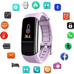 Sport Smart Watch Kvinnor Män Elektronisk Armbandsur för Andriod IOS Fitness Tracker Body Temperatur Smart Clock SmartWatch