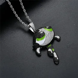 Hip Hop Cartoon Cute Doll Pendant Necklace Iced Out Zircon Gold Silver Plated Mens Bling Jewelry Gift