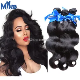 MikeHAIR Cheap Human Hair Wholesale 3 Bundles Brazilian Hair Body Wave Malaysian Indian Fashion Style Peruvian Hair Bundles for women