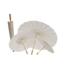 Vit bambu papper paraply parasoll mini hantverk kinesisk oljad dans bröllop brud party dekor dIy blank handgjorda små paraplyer ren för hantverk foto rekvisita