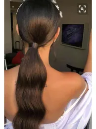 Длинные перуанский хвост человеческих волос хвощ Remy Hairpiece Loose Wave Magic Wrap Around клип в хвост пони для женщин