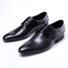 Brown / Black Siate Toe Business Shoes Mens Dress Buty Oryginalne skórzane buty