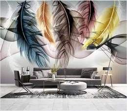 Пользовательские фото Обои для стен 3D фреска обои небольшой свежий рисованной перо гостиная фреска диван фон настенная живопись декор