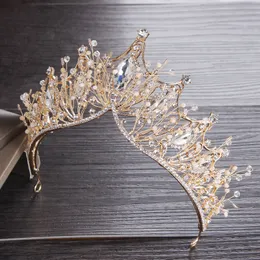 Ouro coroas de noiva tiaras cabelo headpiece colar brincos acessórios conjuntos de jóias de casamento barato estilo de moda noiva 3 piec217v