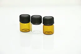 1ml (1/4 dram) Amber Glass Essential Oil Bottle Perfume Sample Tubes Clear Bottle With Plug And Caps