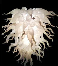 Lampy 100% Usta Dmuchane Borokrzemian Murano Wisiorek Światła Sztuka Biały Szklany Sufitowy Światła Kryształowy Żyrandol