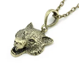 Lobo cabeza colgante collar Animal joyería hombres collares