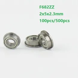 100pcs/500pcs Free shipping F682ZZ F682Z F682 Z ZZ F682-ZZ 2x5x2.3mm Miniature mini flange deep groove Ball Bearing 2*5*2.3mm