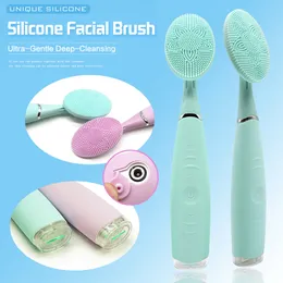 USB Rechargeable Handheld electric silicone facial cleansing brush exfoliator remove blackheads facial massage deep cleaning tools