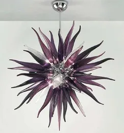 Wholesale Dark Purple Color Hand Blown Glass Crystal Chandelier Round Shape Murano Glass LED Chandelier Lighting Fixture