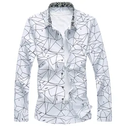 새로운 디자이너 플러스 사이즈 7xl 봄 남성 셔츠 고품질 클래식 공식 기하학적 격자 무늬 긴 소매 드레스 셔츠 망