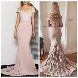 Off ramię seksowna syrena druhny sukienki koronkowe aplikacje plus size formalne saliny honorowe Suknie Vestidos de Wedding Guest Sukienka zwyczajowa