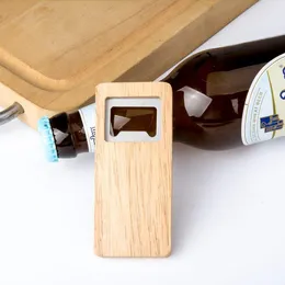 Hot Beer Bottle Opener Wooden CorksCrew Rostfritt stål Square Openers Eco Friendly Anti Scald Lightweight Kitchenwaret2i5654