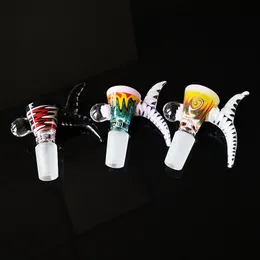 Neueste farbenfrohe, berauschende Glasschale mit Griff 14 mm männlicher Gelenkglas Bubbler Kohlenhydrate Rauchzubehör DHL kostenloser Versand