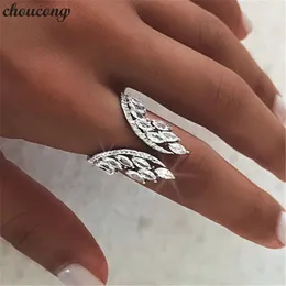 Choucong kvinnlig ängel vingar ring 925 sterling silver diamant engagemang bröllop band ringar för kvinnor finger smycken gåva
