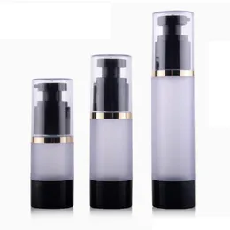 New Arrival 15ml 30ml 50ml frosted Airless Bottle with Black Pump Refillable Lotion and Gels Dispenser Travel Container