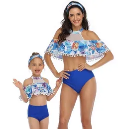 Guter Preis 2023 Meerjungfrau Einteiler mit hoher Taille Flash Mutter Tochter Eltern Kind Druck sexy flexible stilvolle Leopardenmuster Bikini-Sets