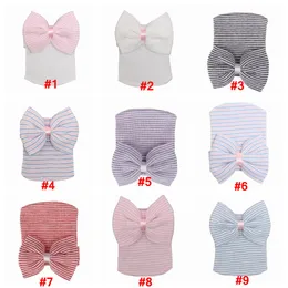 Baby Bowknot Hats Beanies Cute Baby Girl Soft Knitting Hedging Caps with Big Bows Warm Tire Cotton Cap Newborn Infant XD22607