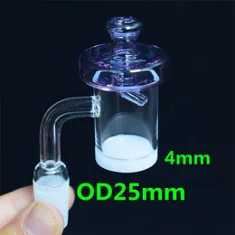 Ny 25 mm XL Quartz Banger Nail 4mm tjock vit ogenomskinlig botten platt toppfärgad glas UFO -bubbla kolhydrater för glasvattenrör