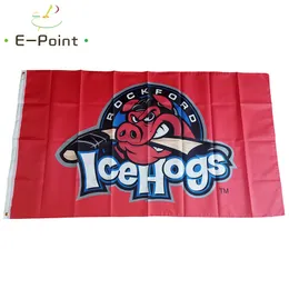 Ahl Rockford Icehogsフラッグ3 * 5ft（90cm×150cm）ポリエステルバナー装飾飛行ホームガーデンお祝いプレゼント