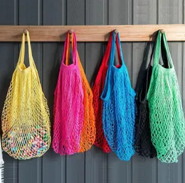 Net Bag Fruit Compras Cadeia de mantimento sacos reutilizáveis ​​tecidos de malha de Shopper Tote Tote Handbag WCW849